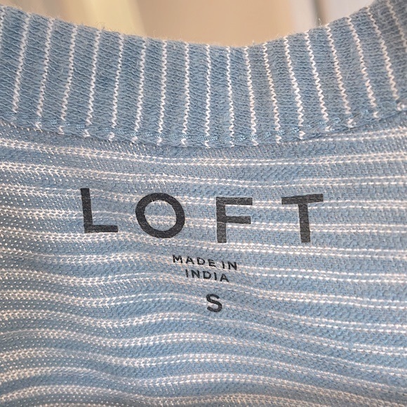 LOFT Striped Tie Front Button Down Top - Picture 5 of 6